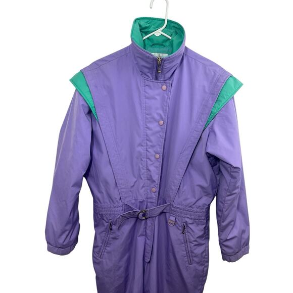 Vtg Skyr Ski Suit One Piece Snowsuit Womens 8 Light Purple 80s Retro Futuristic - Picture 3 of 11
